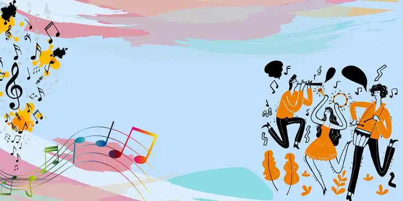 手绘扁平狂欢男女音乐演唱会背景素材