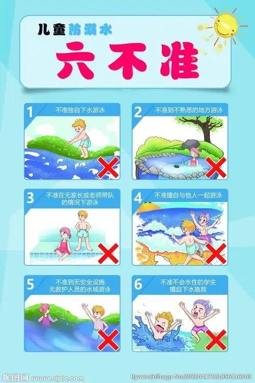 儿童防溺水六不准宣传海报图片