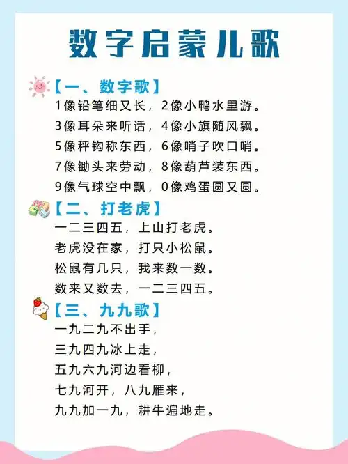 数字启蒙轻松学数字儿歌一起读码住收藏