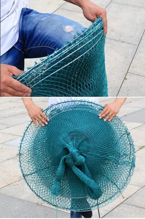 拦河渔网八字网渔网鱼网拉网拦草网八字网拉鱼网鱼笼虾笼网家用折叠网