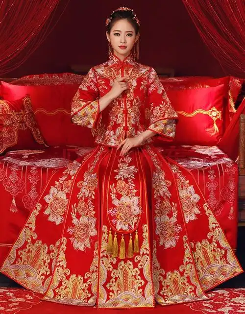 涵纱漫舞秀禾服新娘结婚礼服2020新款结婚旗袍嫁衣出阁服中式婚纱敬酒