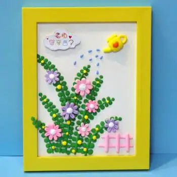 林中鸟黏土画 儿童diy超轻粘土立体相框画材料包 子手工活动彩泥黏土