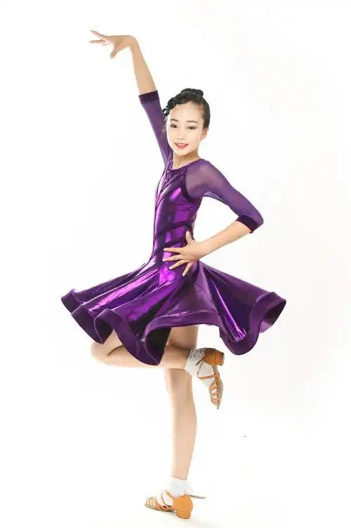 女童拉丁舞比赛服女儿童新款大摆裙专业高档演出服少儿表演服黑池