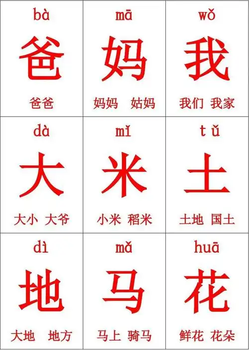 识字卡片带拼音词组