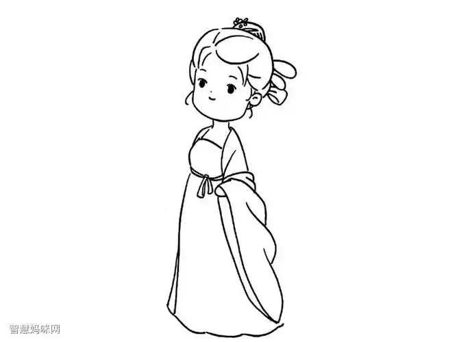 笔画图片大全古装美女的简单画法儿童学画古代女人的简单古代公主画