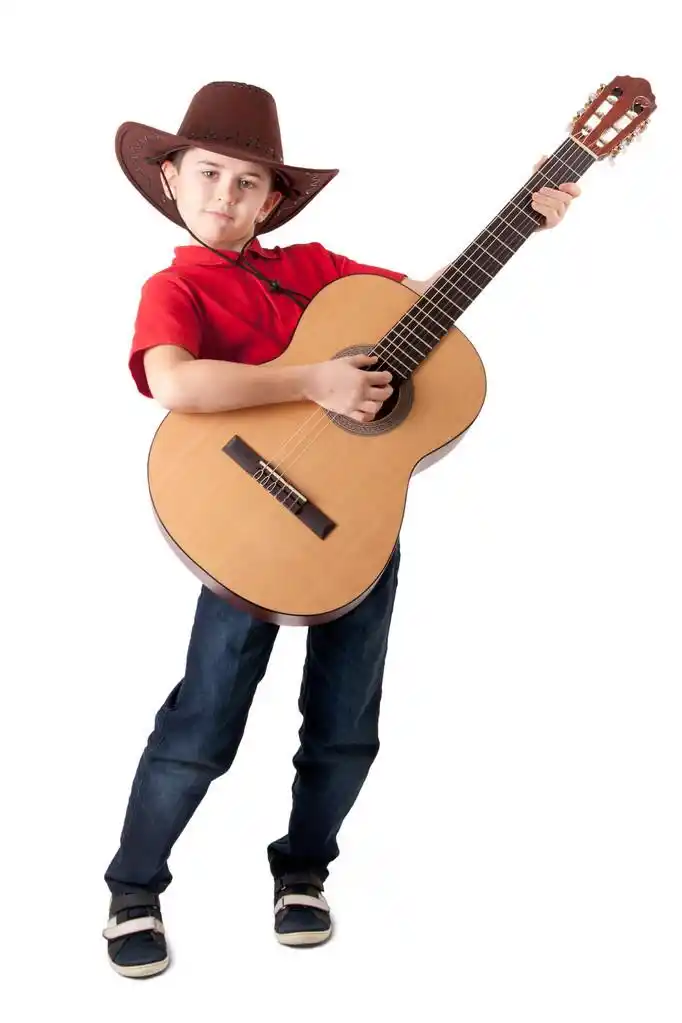 很酷的小吉他手,民谣吉他的酷男孩