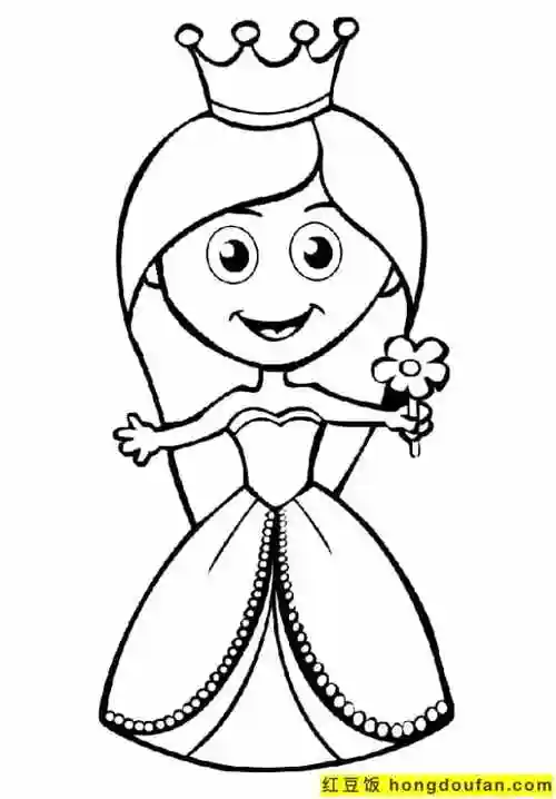 8岁女孩子们最喜欢的迪士尼童话公主涂色图片-红豆饭小学生简笔画大全