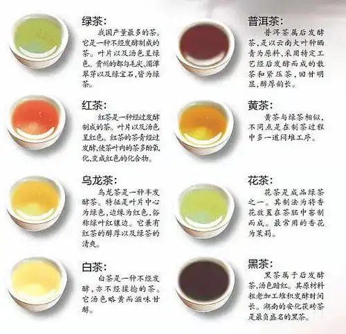 中国茶六大分类表,以及代表名茶.喝了半天茶大概.