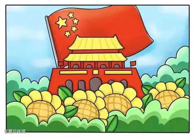 学习的简笔画红色小狐狸苹果蜡笔画图片--简笔画大全我爱北京天安门