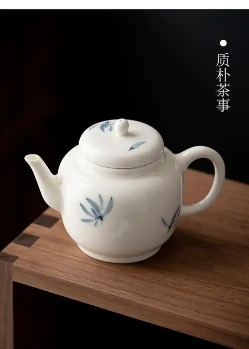陶瓷茶壶小号单个泡茶壶中式功夫茶具家用小瓷壶手绘蝴蝶兰花茶壶