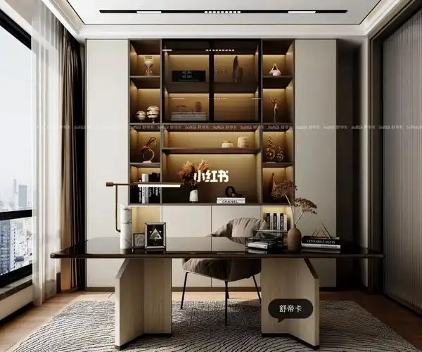 现代轻奢风书柜设计