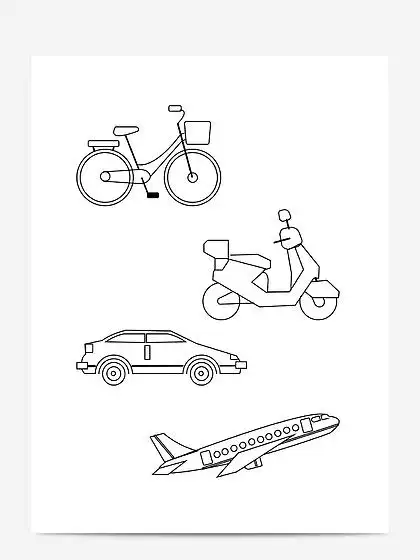 手绘 i>现 /i> i>代 /i>出行常用交通工具元素