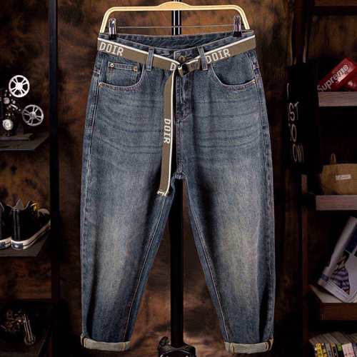 呢好酷男式宽松萝卜裤罗卜牛仔裤蓝色裤子春季直筒胖子哈伦裤锥形老爹