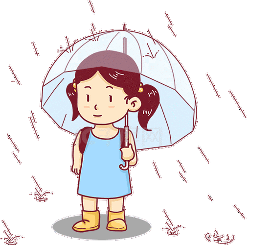 下雨天雨滴雨中撑伞小女孩动图gif