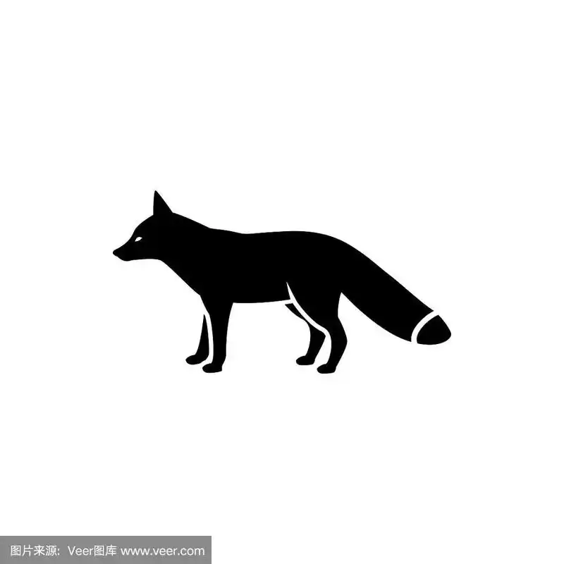 矢量狐狸剪影视图侧面的复古图标,标志,徽章,标签模板复古设计元素.