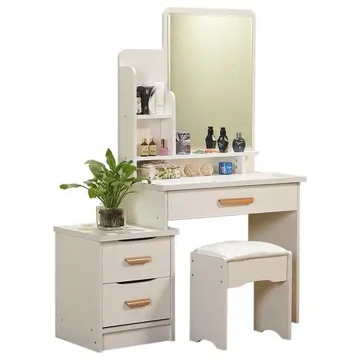 梳妆台卧室小户型迷你实木简约现代生态板桌伸缩地中海家用化妆台