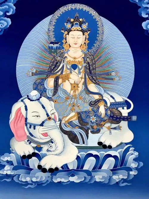 015 普贤菩萨 kumarlama 50*75cm 尼泊尔手工唐卡