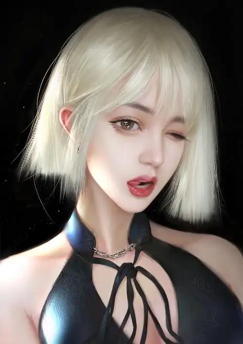 吐舌头的美女图片