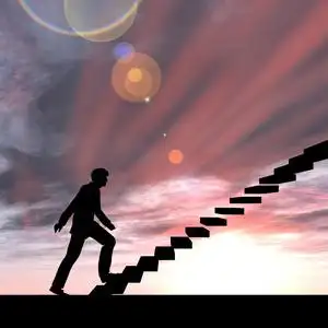 商人在楼梯上行走图片