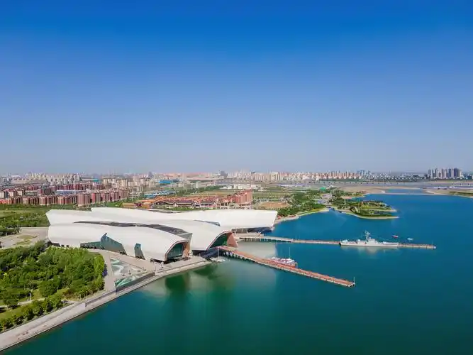 航拍天津滨海新区国家海洋博物馆