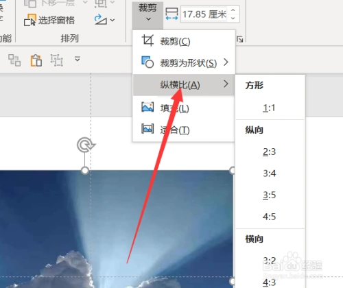 如何在ppt中将图片裁剪为一个纵向比为2:3尺寸?