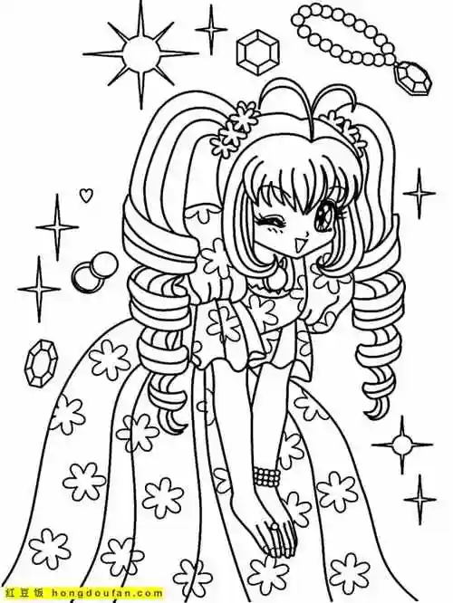 11张按照数字填颜色森林狐狸美少女卡通涂色图片 | 红豆饭小学生简笔