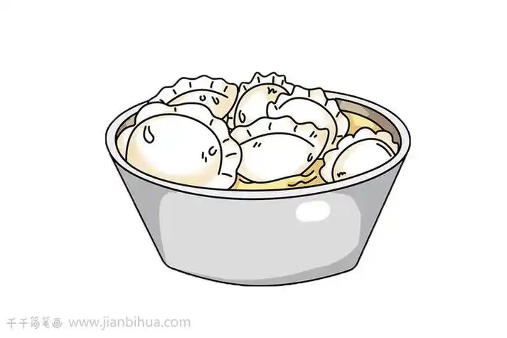 弄饺子馅的简笔画