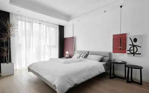 48平一字型直筒房型做两房装修样板间效果图