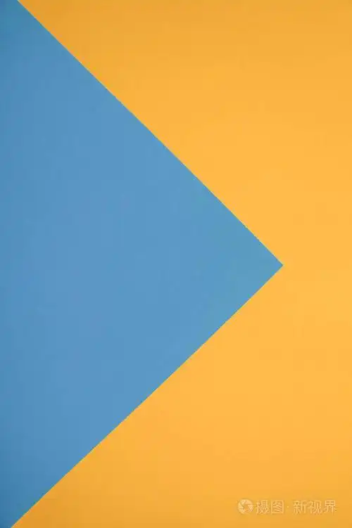 独特的平躺背景与彩色纸页.黄色和蓝色