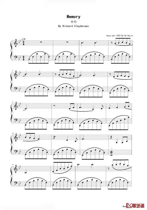 memory钢琴谱理查德克莱德曼音乐剧猫cats中的选曲