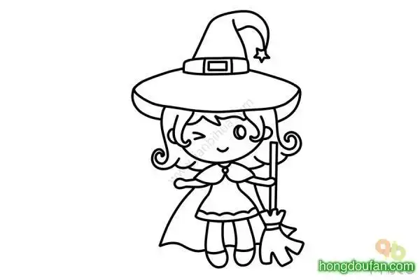 可爱女巫动漫简笔画