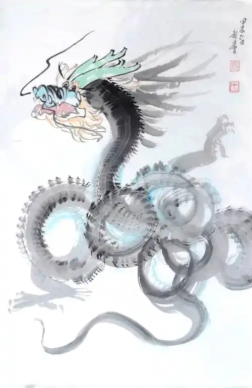 龙家人画家龙文会画龙_作品_白菜_中国画