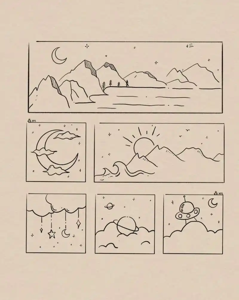 黑白简笔画|装饰画|附过程 新手好入门!