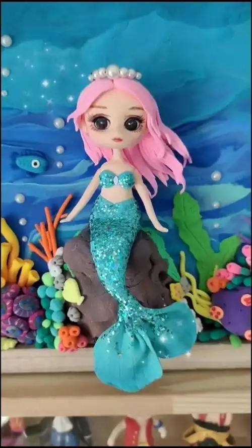 粘土手工 #dou上热门 #手工#粘土画 #超轻粘土#美人鱼