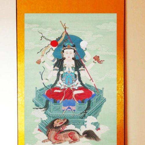 新定制王母娘娘画像 水晶摆台 卷轴挂画 相纸塑封 西王母 天上圣