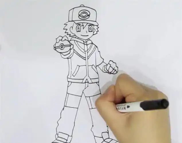 神奇宝贝小智简笔画小智简笔画步骤教程小智简笔画带颜色小智简笔画