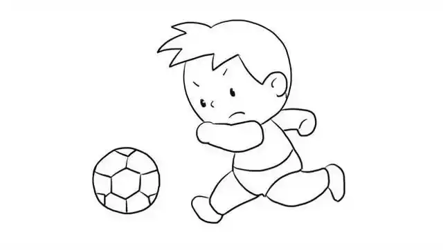 踢足球的小男孩幼儿亲子简笔画 宝宝轻松学画画