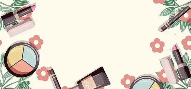 创意手绘美妆化妆品植物花朵边框背景