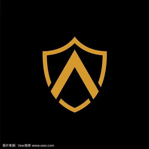 一个盾牌形状的金色标志在黑色的背景