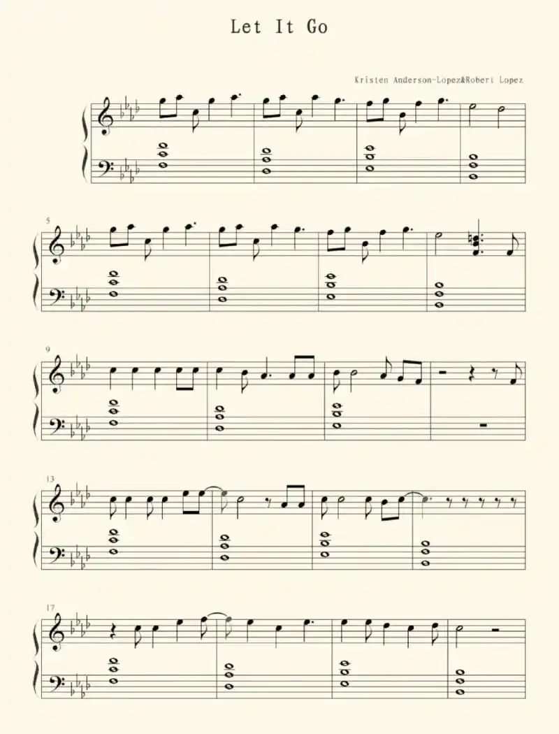 钢琴谱 应季节的曲子let it go[冰雪奇缘],冬天真 - 抖音