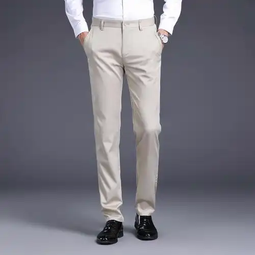 夏秋男士薄款商务休闲弹力纯色西裤免烫透气修身长裤p85