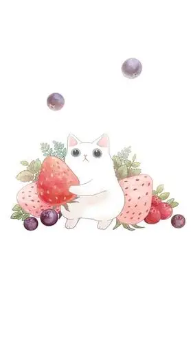 猫咪,手绘,插画,小清新,猫咪,手绘,插画,小清新,手机壁纸萌萌哒小白猫