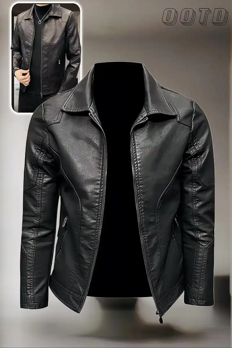 我的皮夹克外套太帅啦!972024春秋新款男士休闲皮衣外套潮 - 抖音