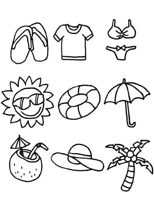 亲子画画:清凉夏日主题简笔画素材2,夏日简笔卡通画,画一画夏天简笔画