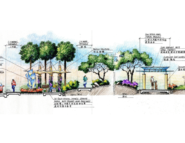 景观立面图手绘稿