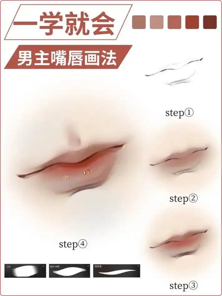 古风男主嘴唇画法.#插画#绘画#画画#板绘#嘴唇 - 抖音