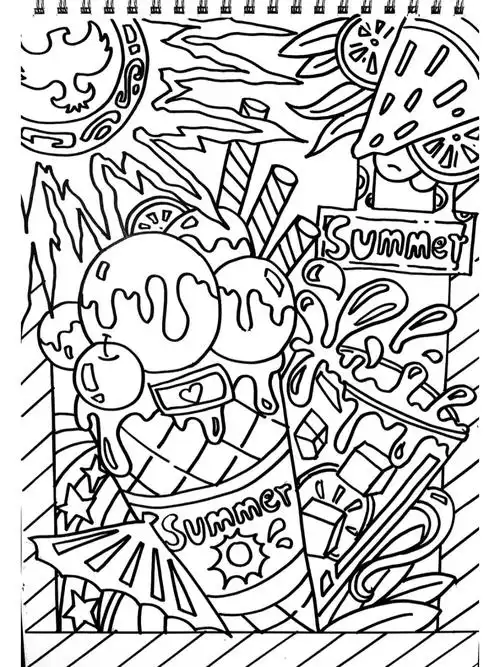 着夏天的绘画作品9126615图中出现的都是很有代表性的夏日元素