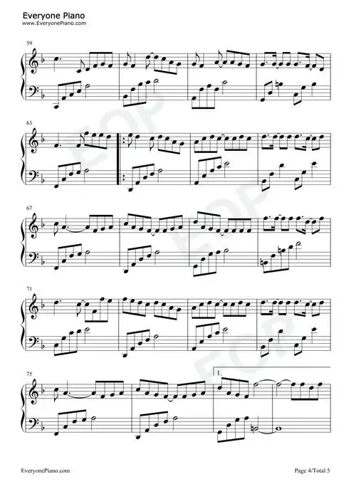 富士山下-简单好听版五线谱预览4