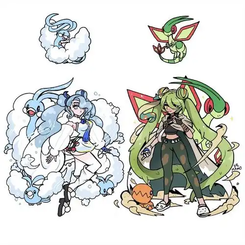 宝可梦的可爱拟人化&沙奈朵变装!    twitter:mamobot_art#宝可梦