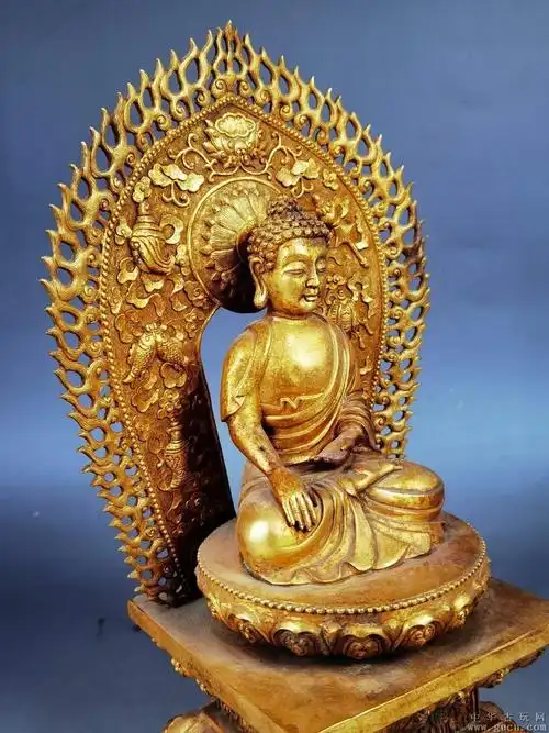 旧藏,清代铜鎏金佛像一尊